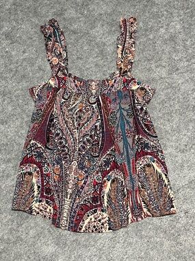 BA&SH Multicolour Paisley Ruffled Strap Tank Top